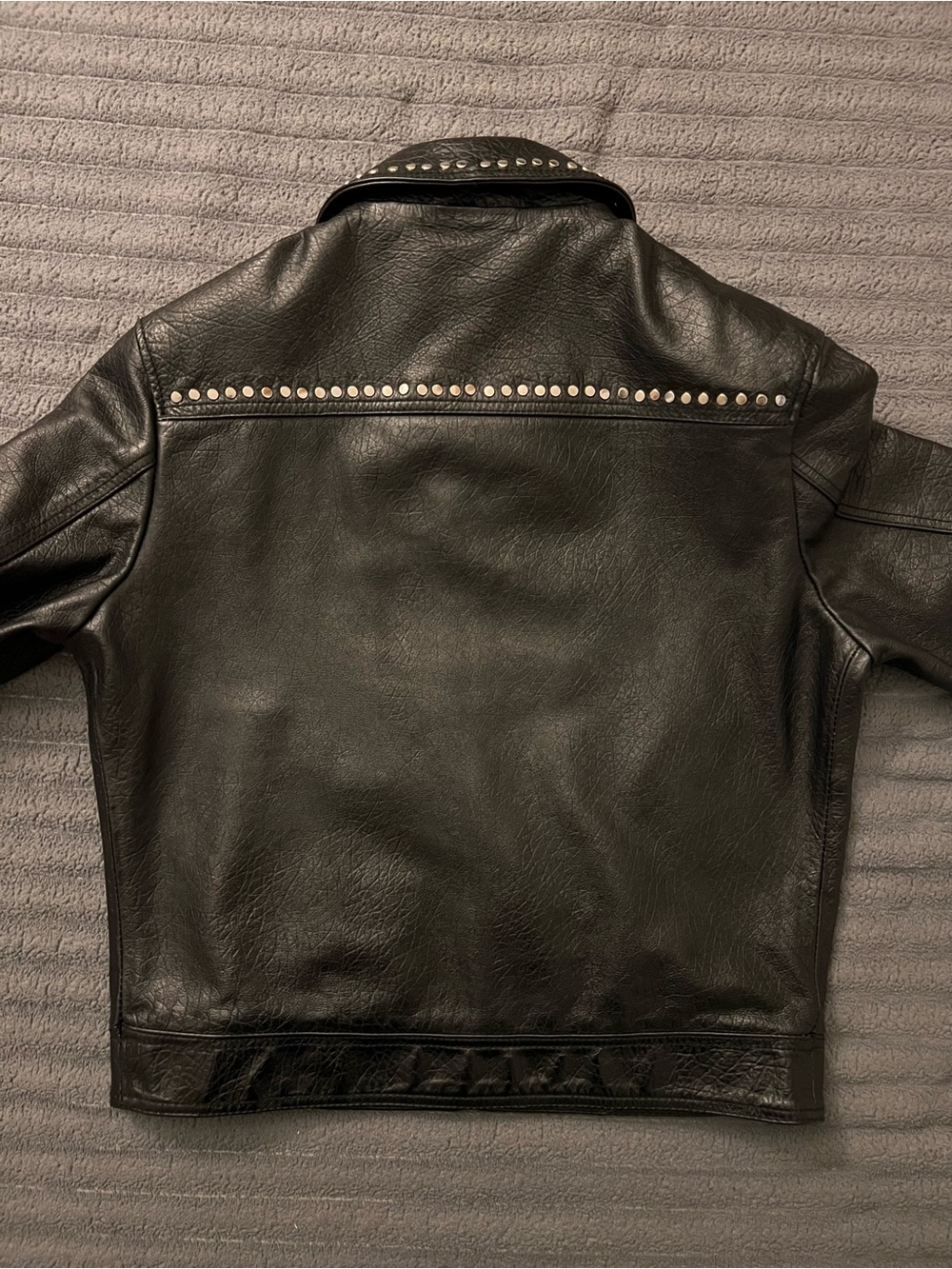 Zara Black Studded M Unisex Leather Jacket - Picture 3 of 5